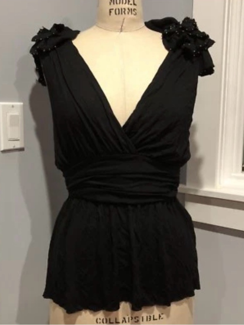 French Connection Rose Beaded Top Size 10